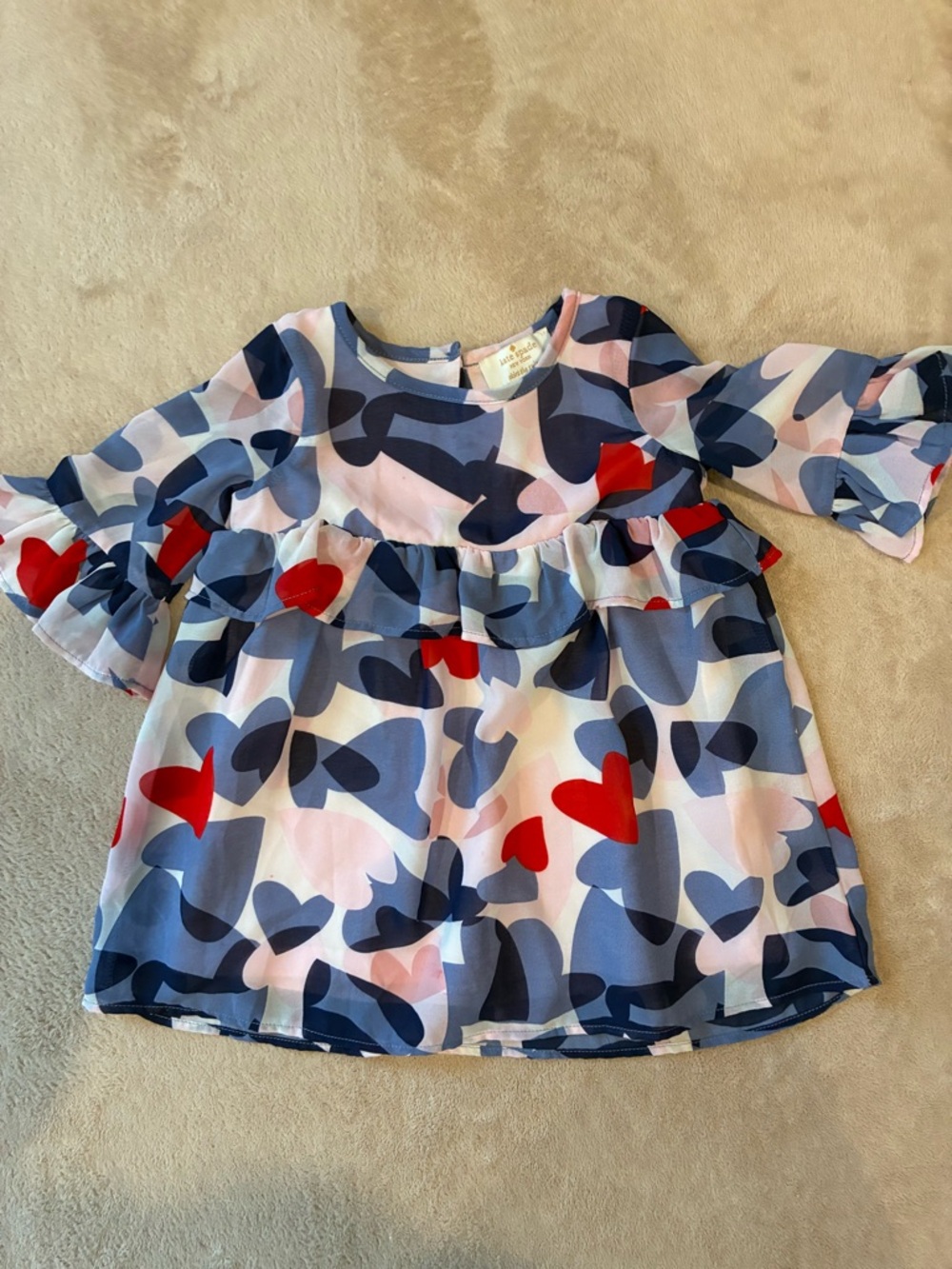 Toddler Heart Print Ruffle Sleeve Dress - Kate Spade
